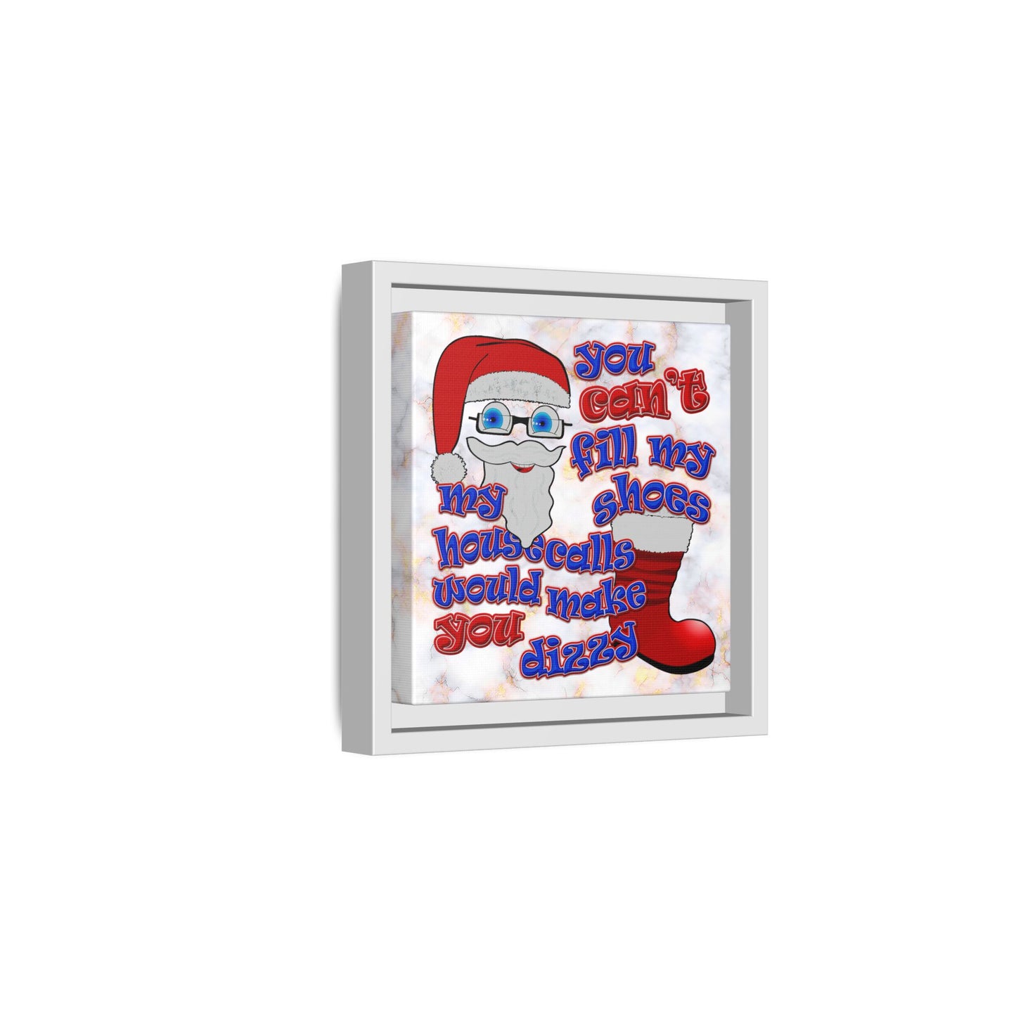 santa's shoes - framed canvas art (white marble)