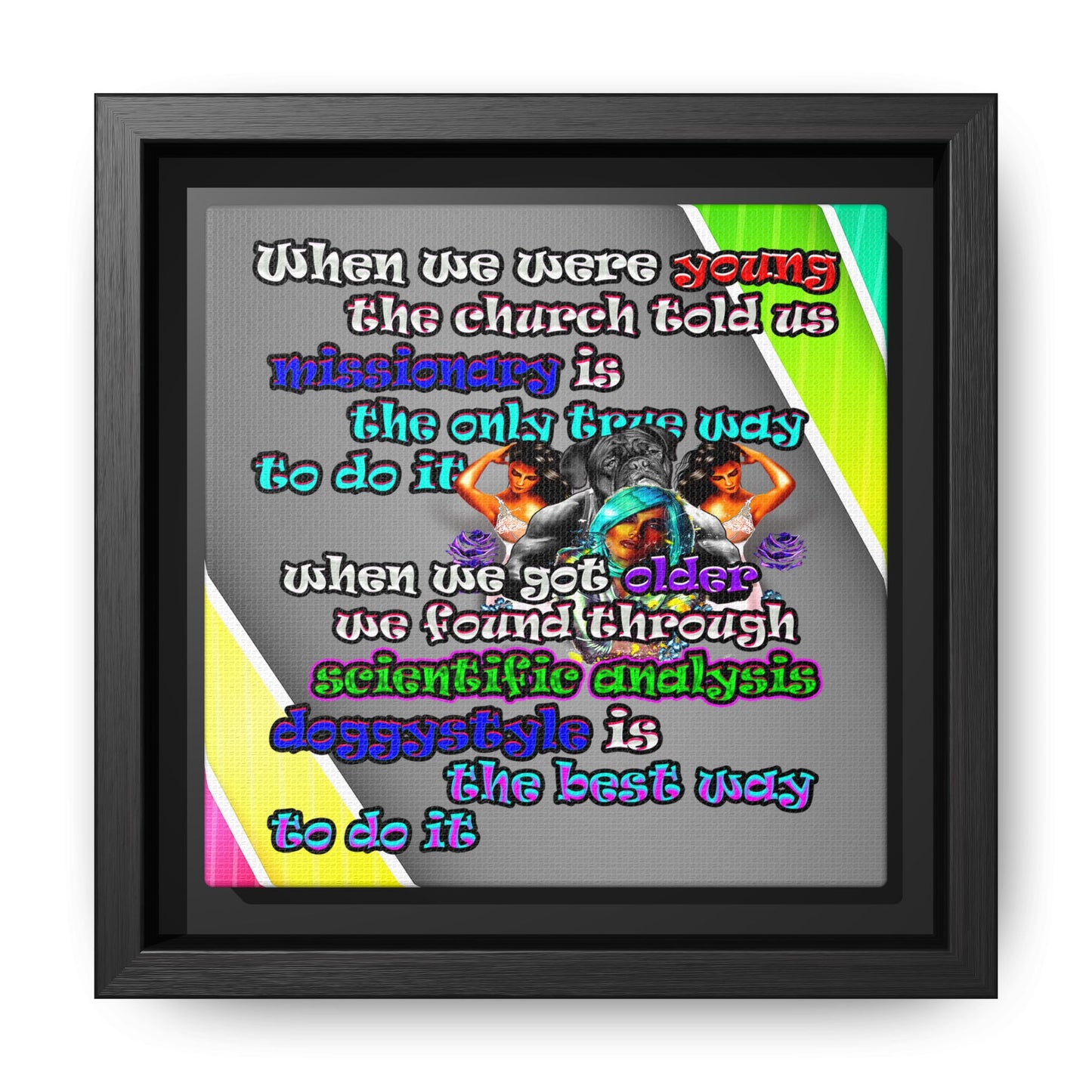 doggystyle - framed canvas art (rainbow split)