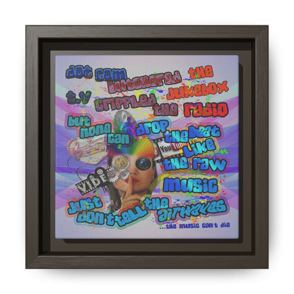 drop the beat - framed canvas art (light blue-pink wave)