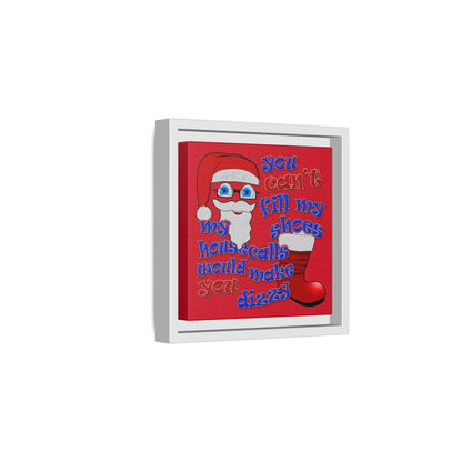 santa's shoes - framed canvas art (dark red)