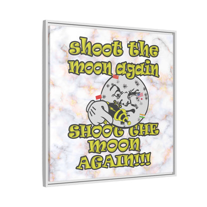 shoot the moon again - framed canvas art (white marble)
