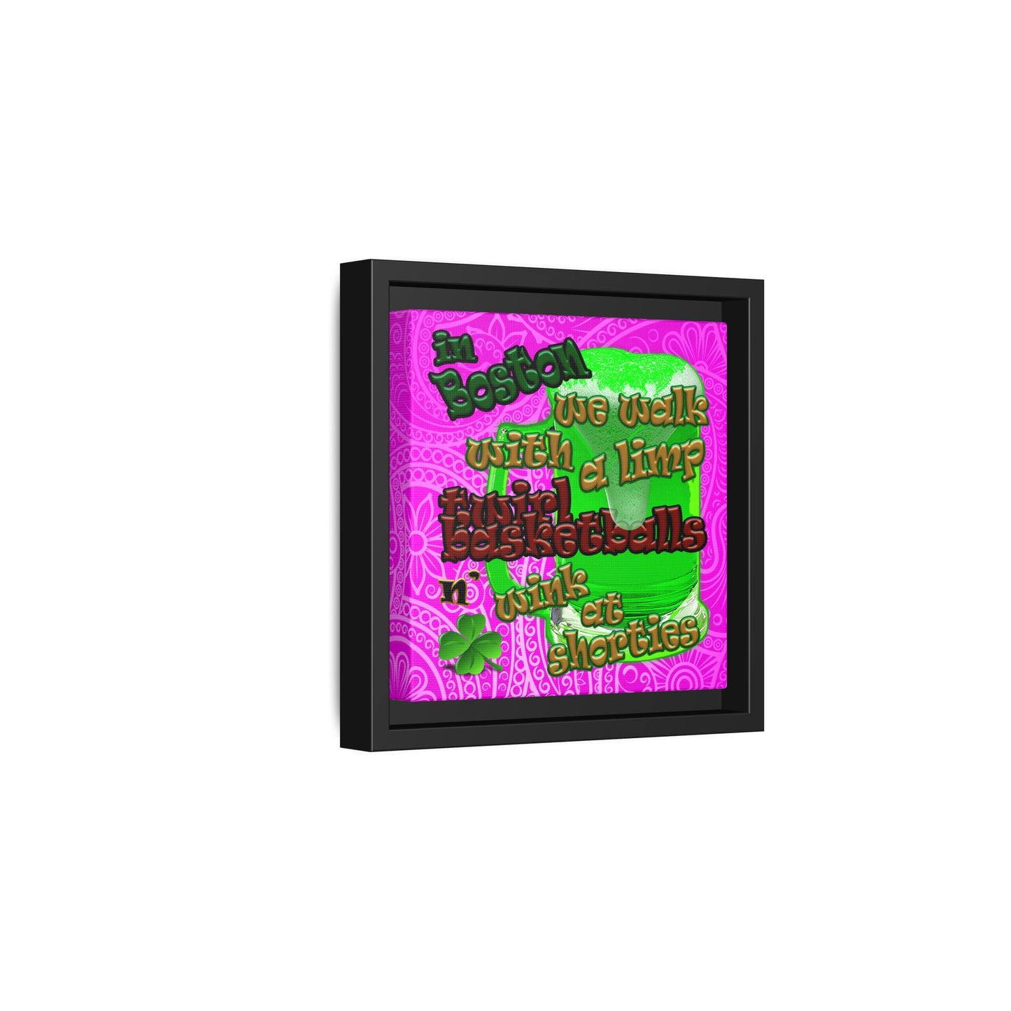 celtics logo - framed canvas art (pink swirl)