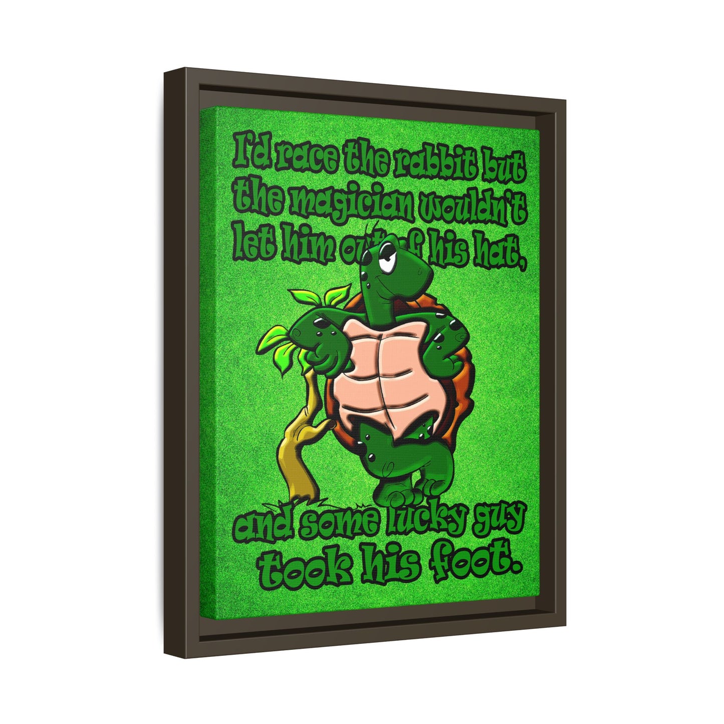 turtle race - framed canvas art (green turf)