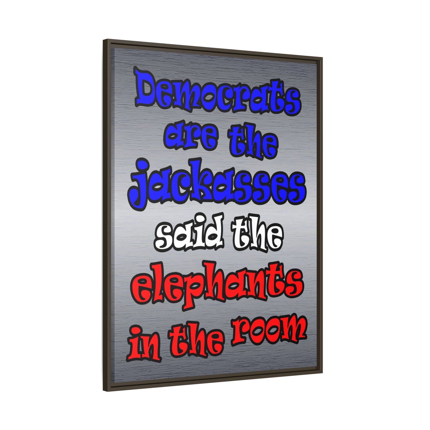 donkeys and elephants - framed canvas art (brushed nickel)