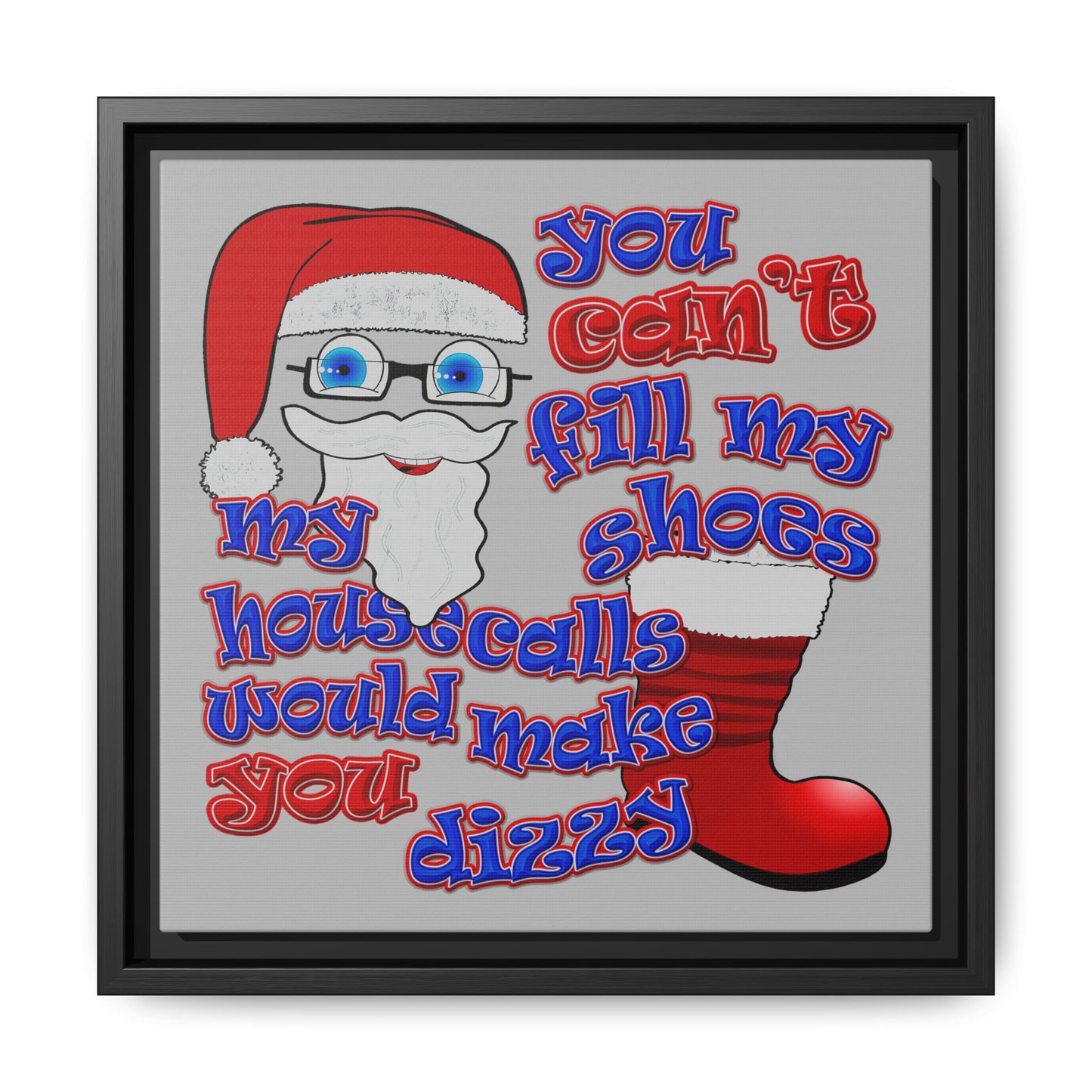 santa's shoes - framed canvas art (light grey)