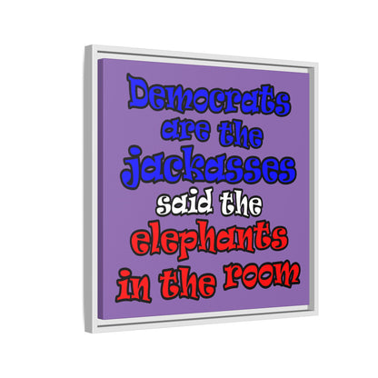 donkeys and elephants - framed canvas art (light purple)