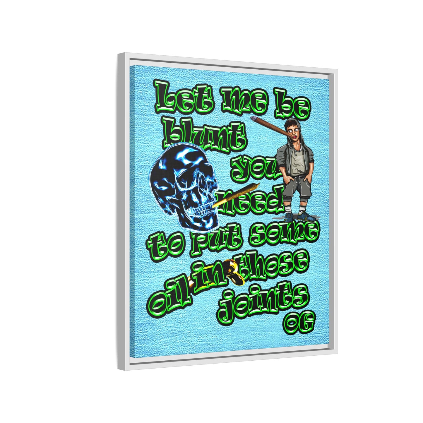 og - framed canvas art (faded blue)
