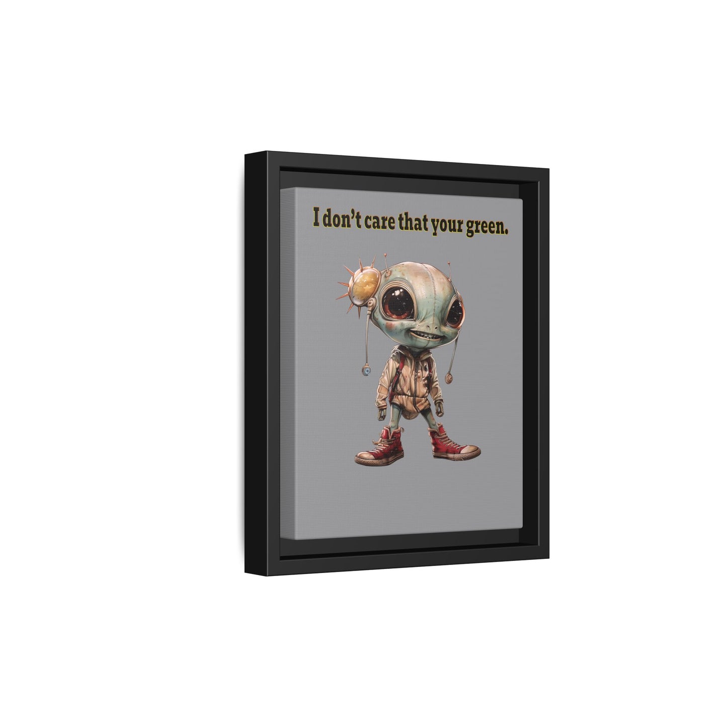 I don't care that your green - framed canvas art (grey)