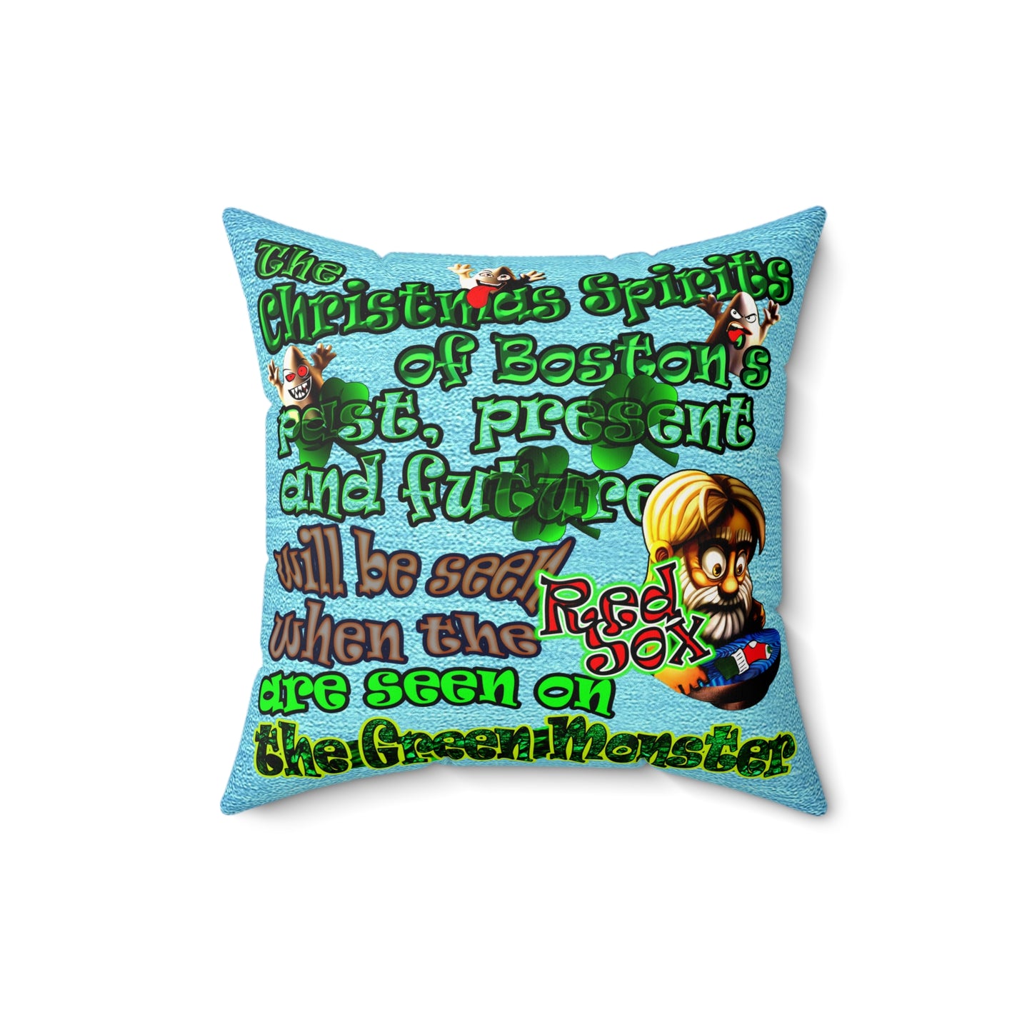 christmas spirits of boston - Faux Suede Square Pillow - (faded blue)