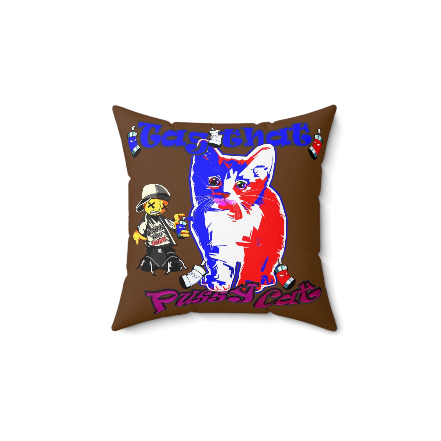 tag that - Spun Polyester Square Pillow - (brown)