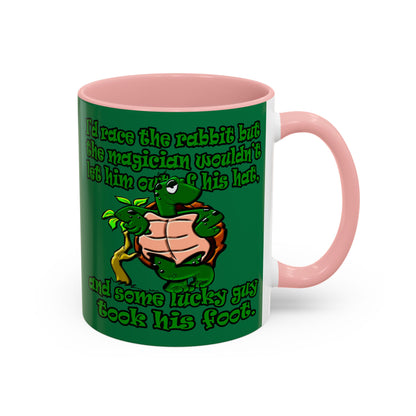 turtle race - Accent Mug (dark green)