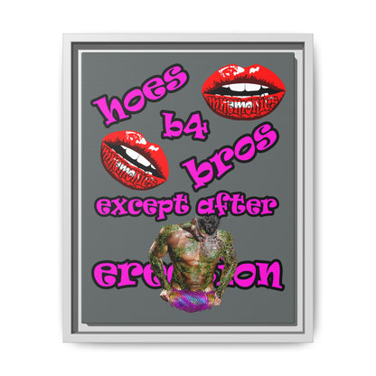 hoes b4 bros - framed canvas art (dark grey)