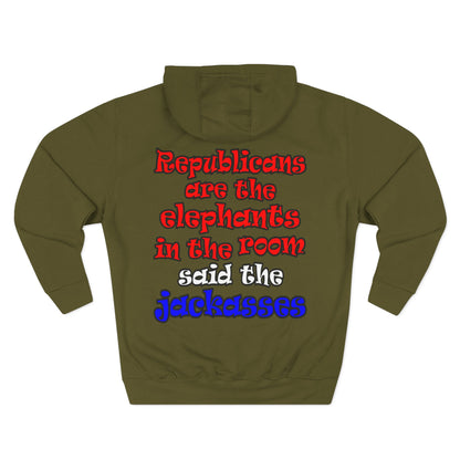 donkeys and elephants - Three-Panel Fleece Hoodie