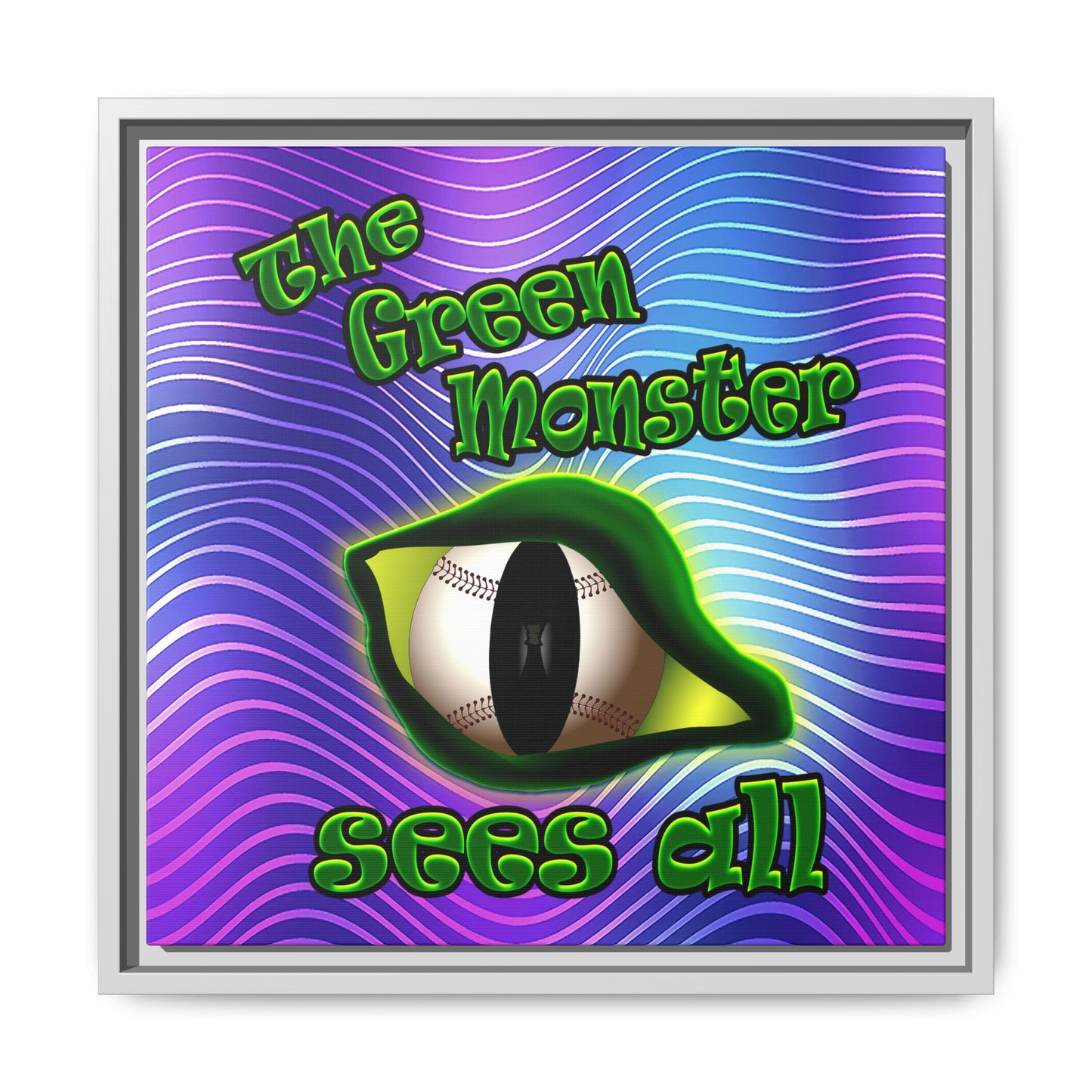 green monster - framed canvas art (purple wave)