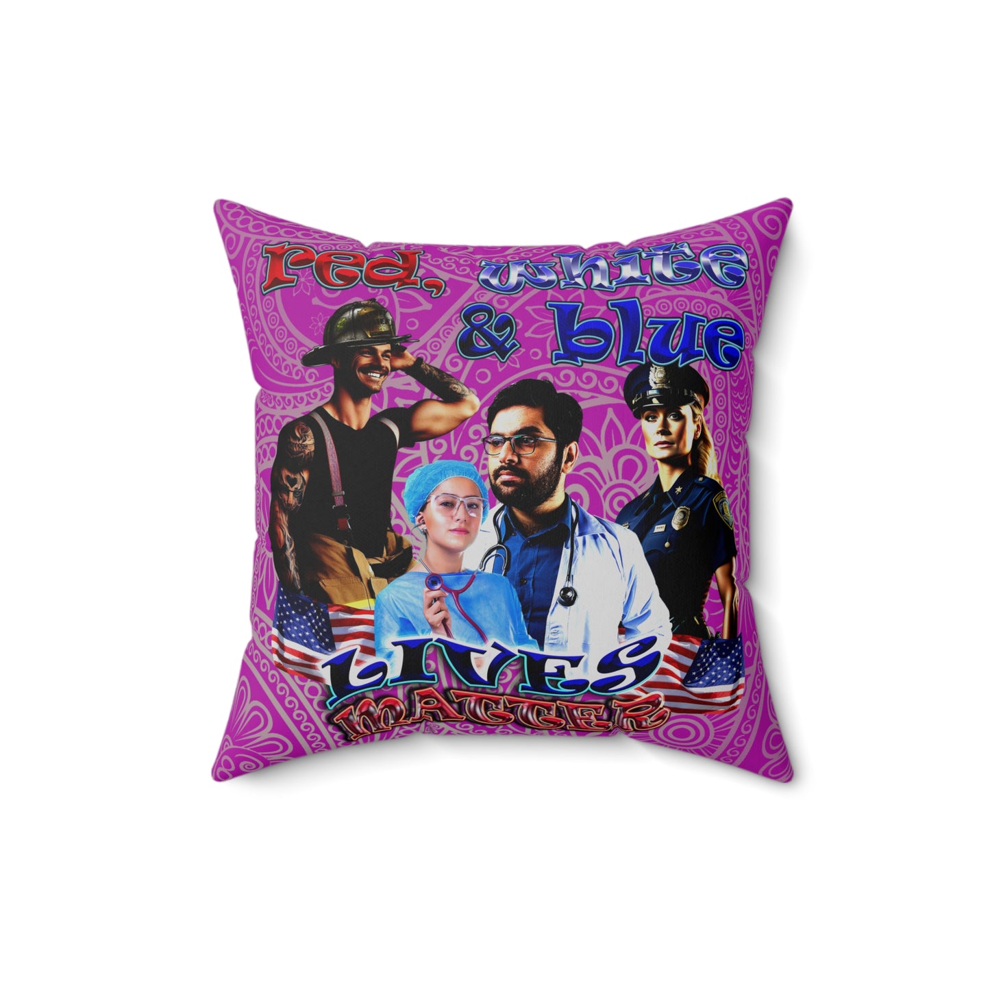 rw&b lives matter - Spun Polyester Square Pillow - (pink swirl)