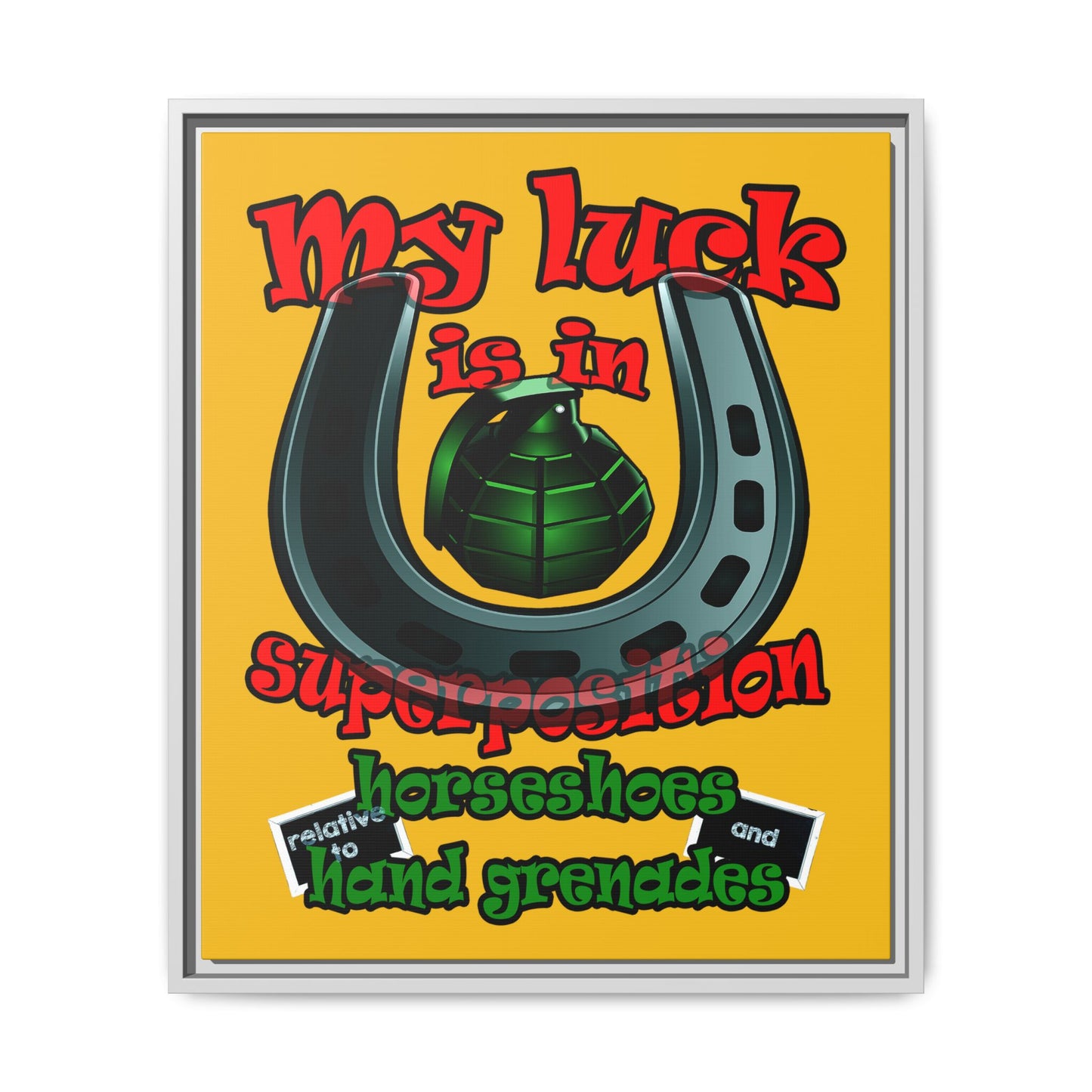 my luck - framed canvas art (yellow)