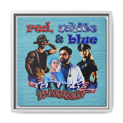 rw&b lives matter - framed canvas art (faded blue)