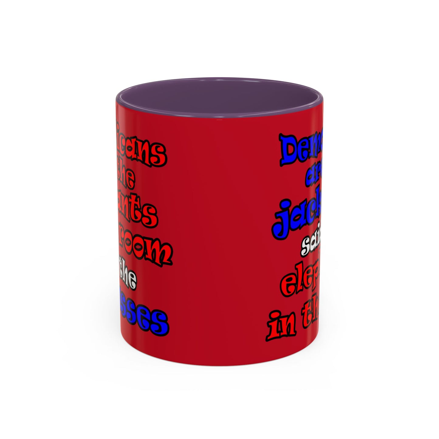 donkeys and elephants - Accent Mug (dark red)