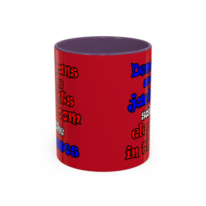 donkeys and elephants - Accent Mug (dark red)