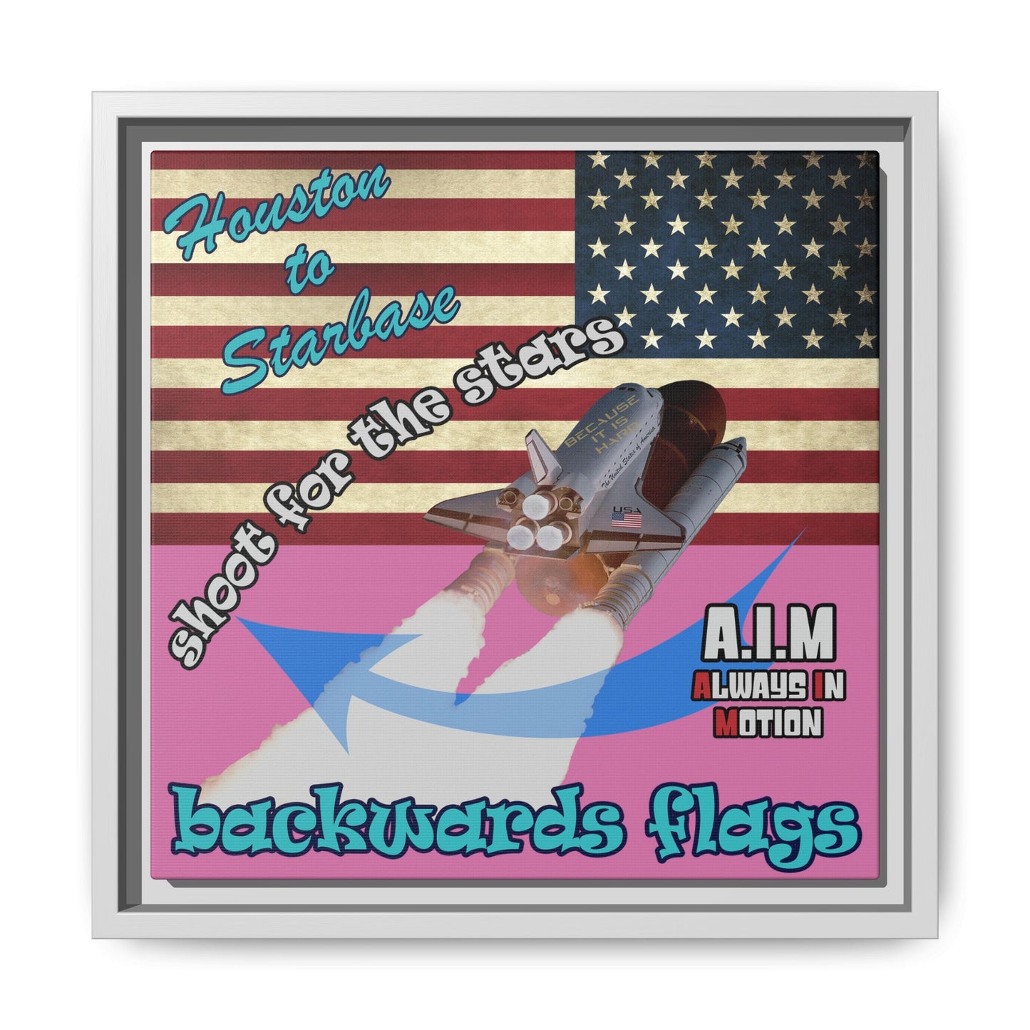 shoot for the stars - framed canvas art (light pink)