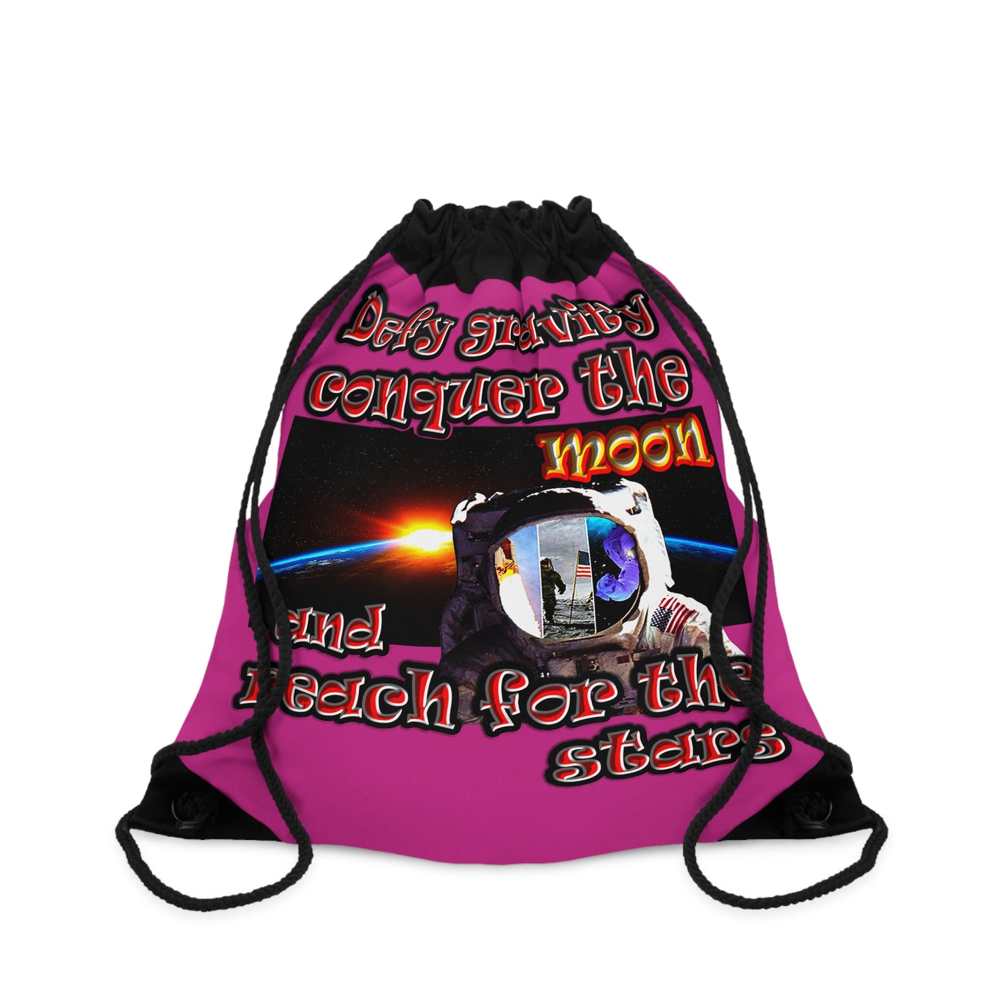 defy conquer reach - Drawstring Bag (pink)