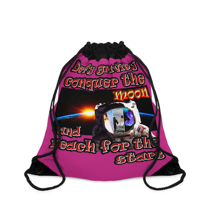 defy conquer reach - Drawstring Bag (pink)