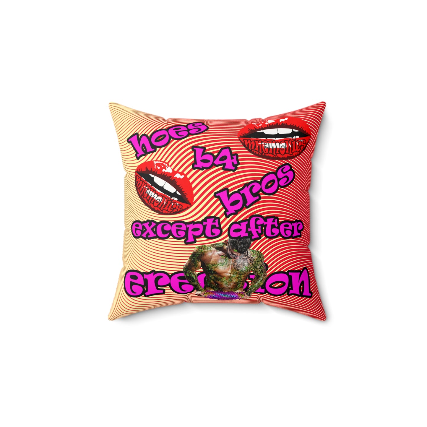 hoes b4 bros - Faux Suede Square Pillow - (yellow-orange wave)