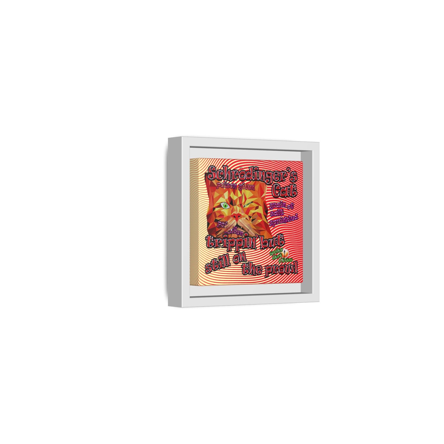 schrodinger's cat - framed canvas art (yellow-orange wave)