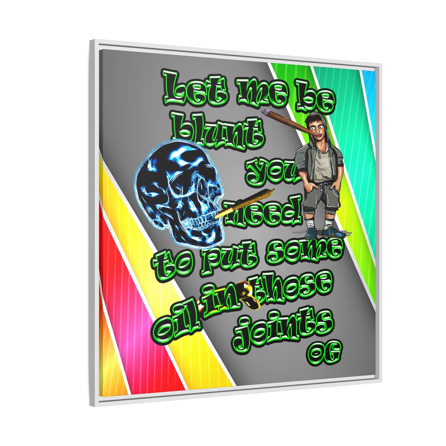 og - framed canvas art (rainbow split)