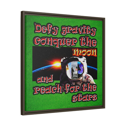 defy conquer reach - framed canvas art (green turf)