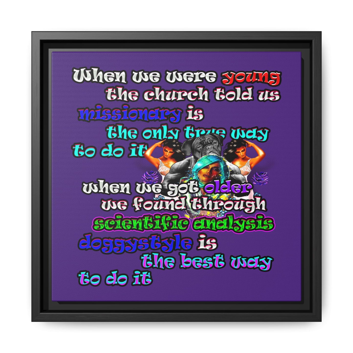 doggystyle - framed canvas art (purple)