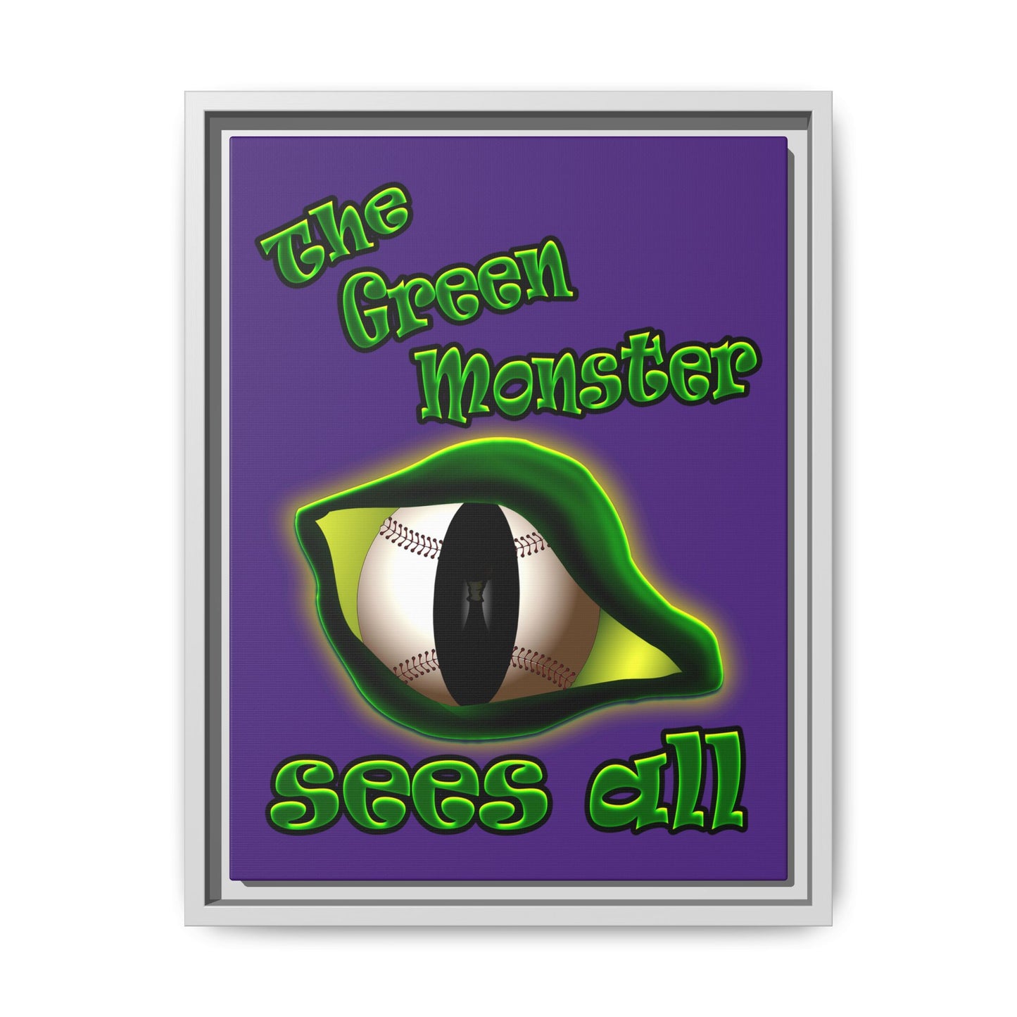 green monster - framed canvas art (purple)