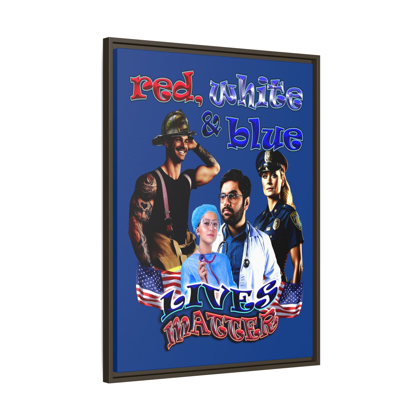 rw&b lives matter - framed canvas art (dark blue)