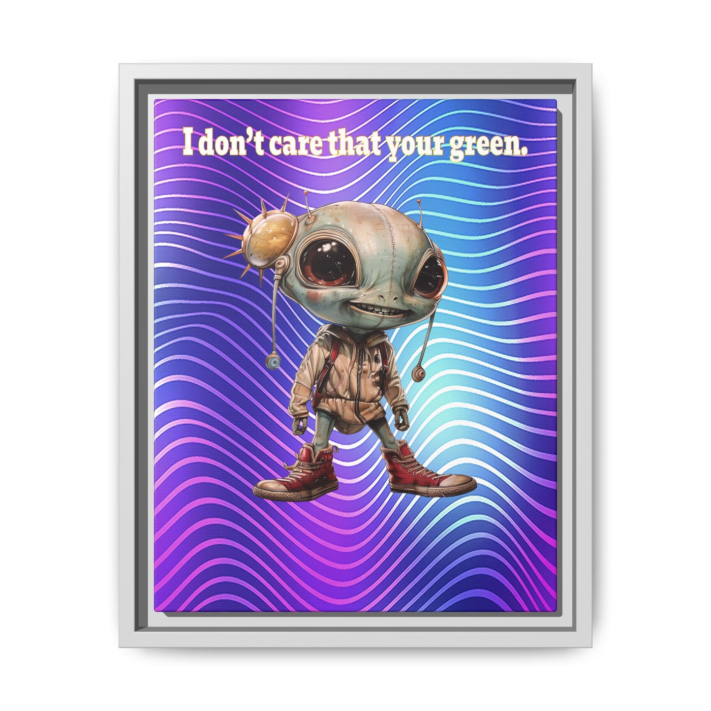 I don't care that your green - framed canvas art (purple wave)