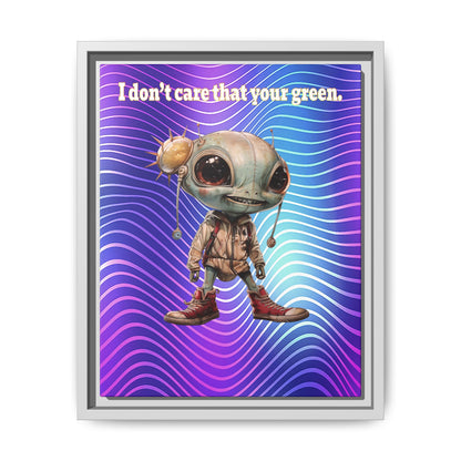 I don't care that your green - framed canvas art (purple wave)