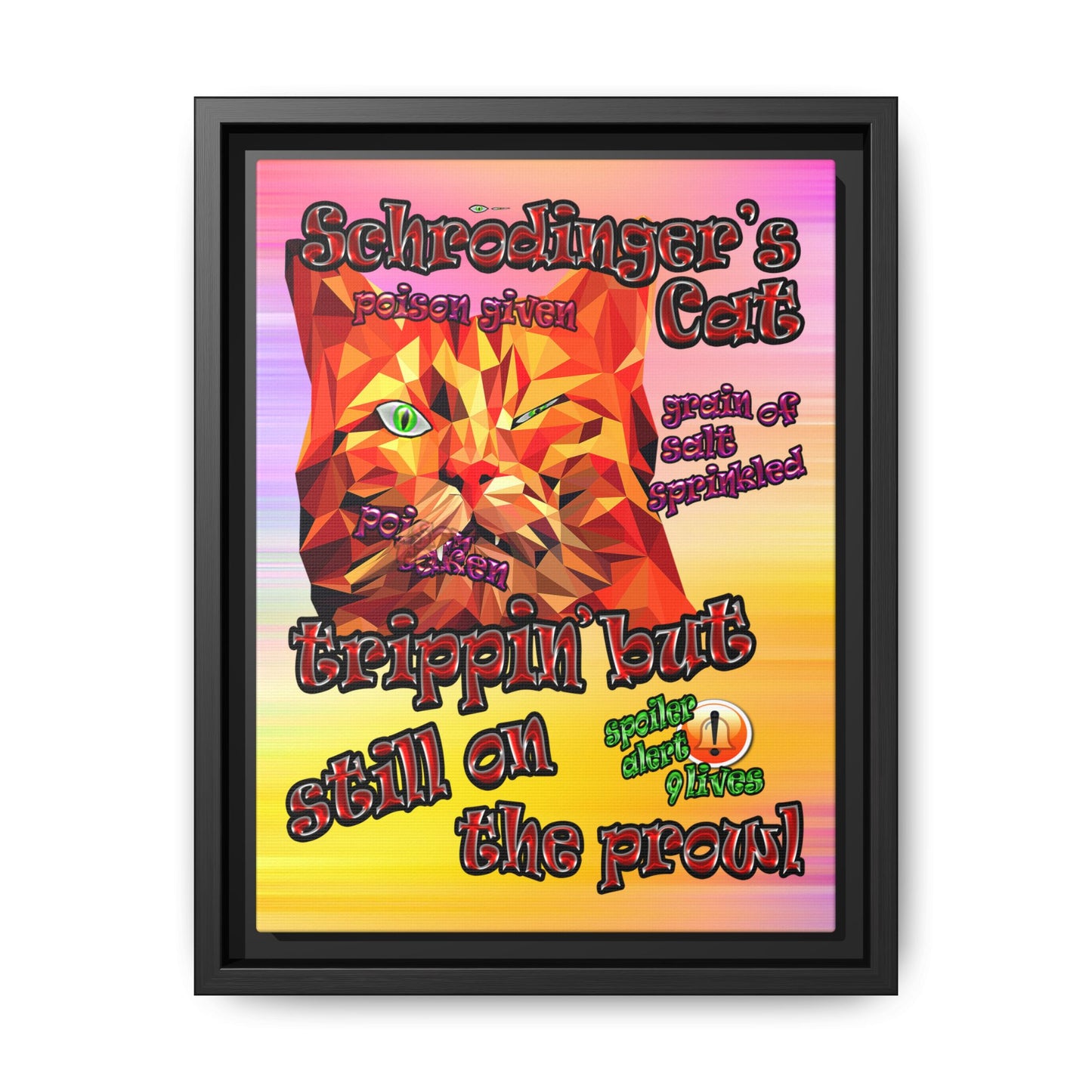 schrodinger's cat - framed canvas art (color blur)