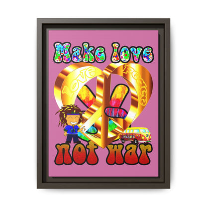 love peace - framed canvas art (light pink)