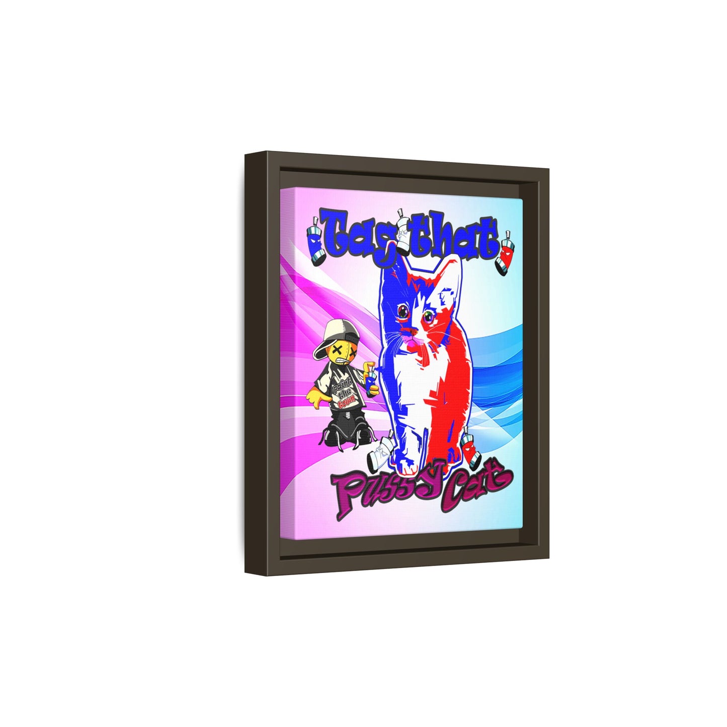 tag that - framed canvas art (light blue-pink wave)