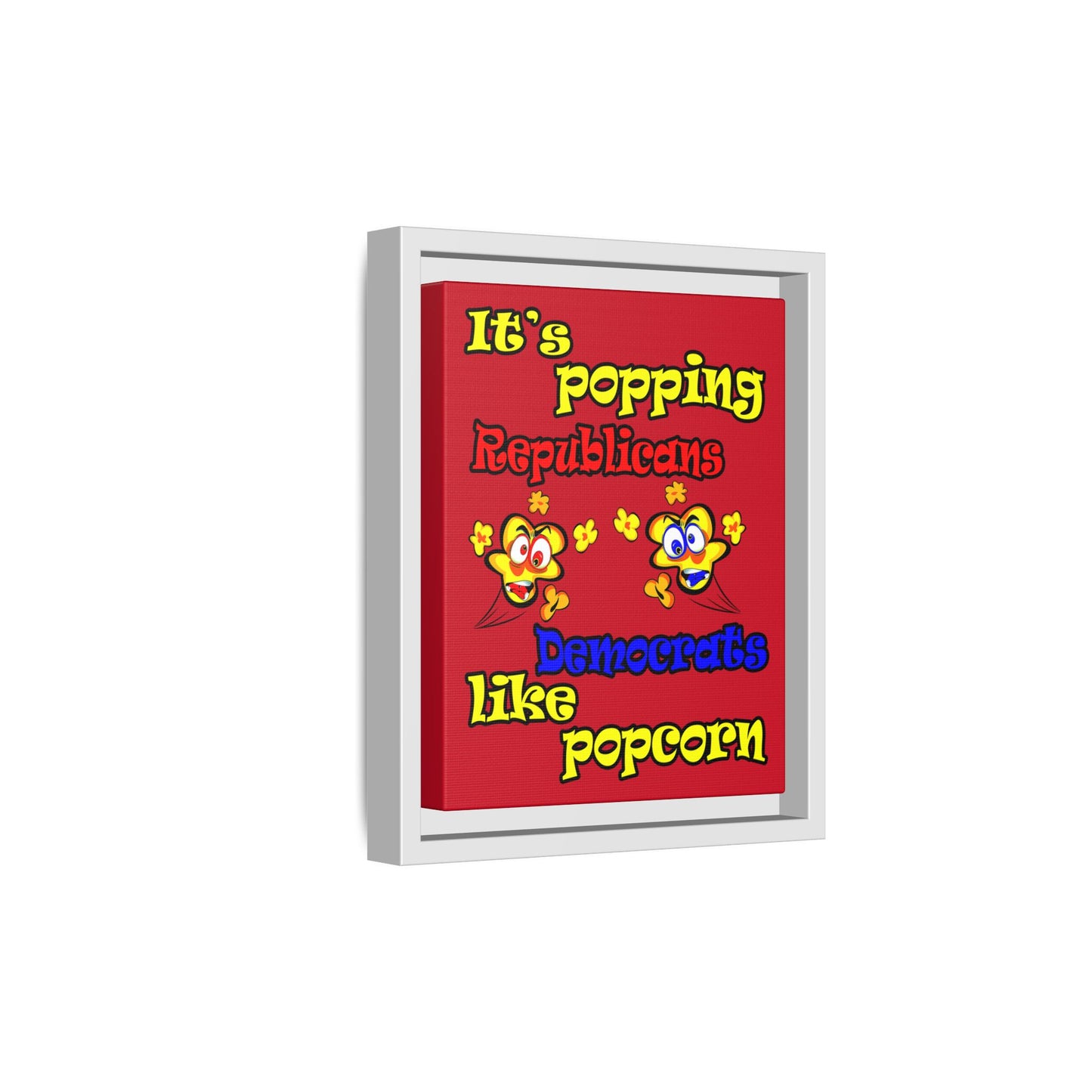 popping like popcorn - framed canvas art (dark red)