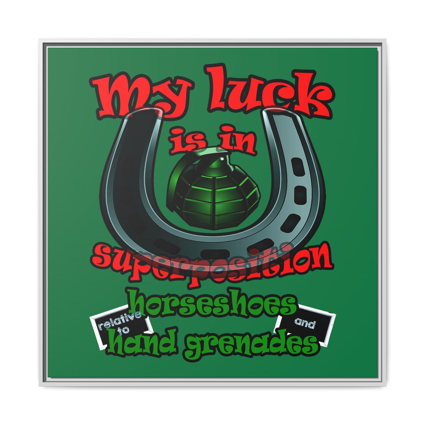 my luck - framed canvas art (dark green)