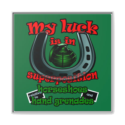 my luck - framed canvas art (dark green)