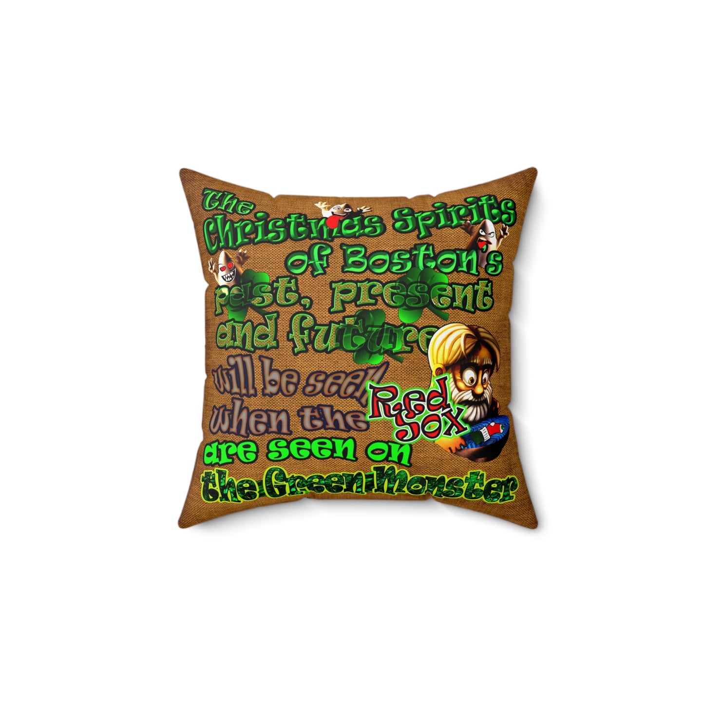 christmas spirits of boston - Faux Suede Square Pillow - (dichromatic brown papyrus)