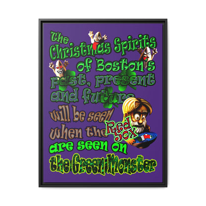 christmas spirits of boston - framed canvas art (purple)