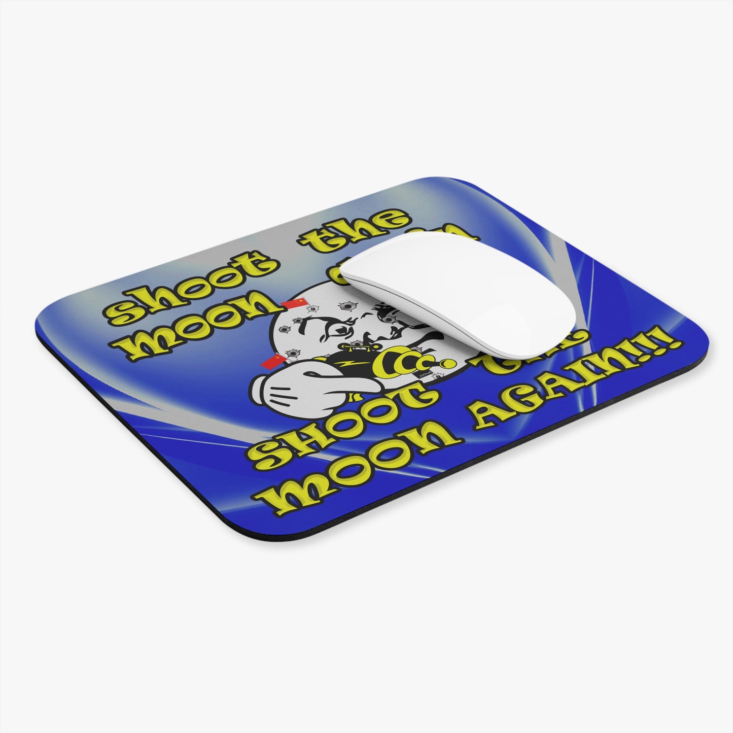 shoot the moon again - Mouse Pad (Rectangle) (blue-white wave)