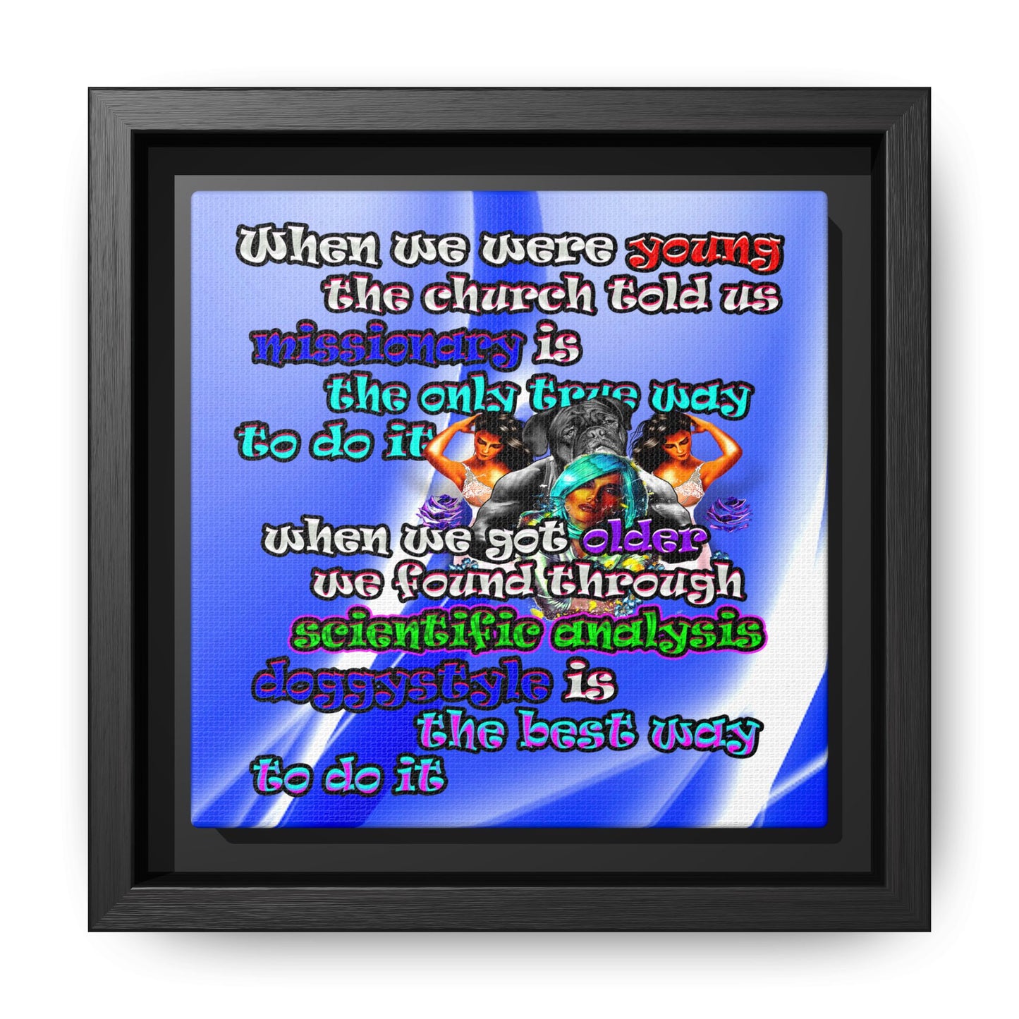 doggystyle - framed canvas art (blue-white wave)