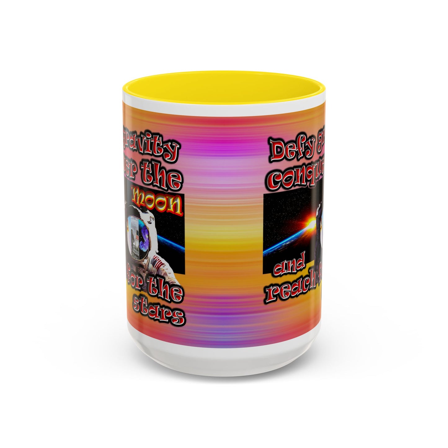 defy conquer reach - Accent Mug (color blur)