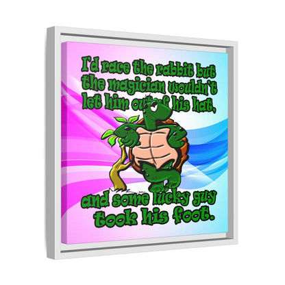 turtle race - framed canvas art (light blue-pink wave)