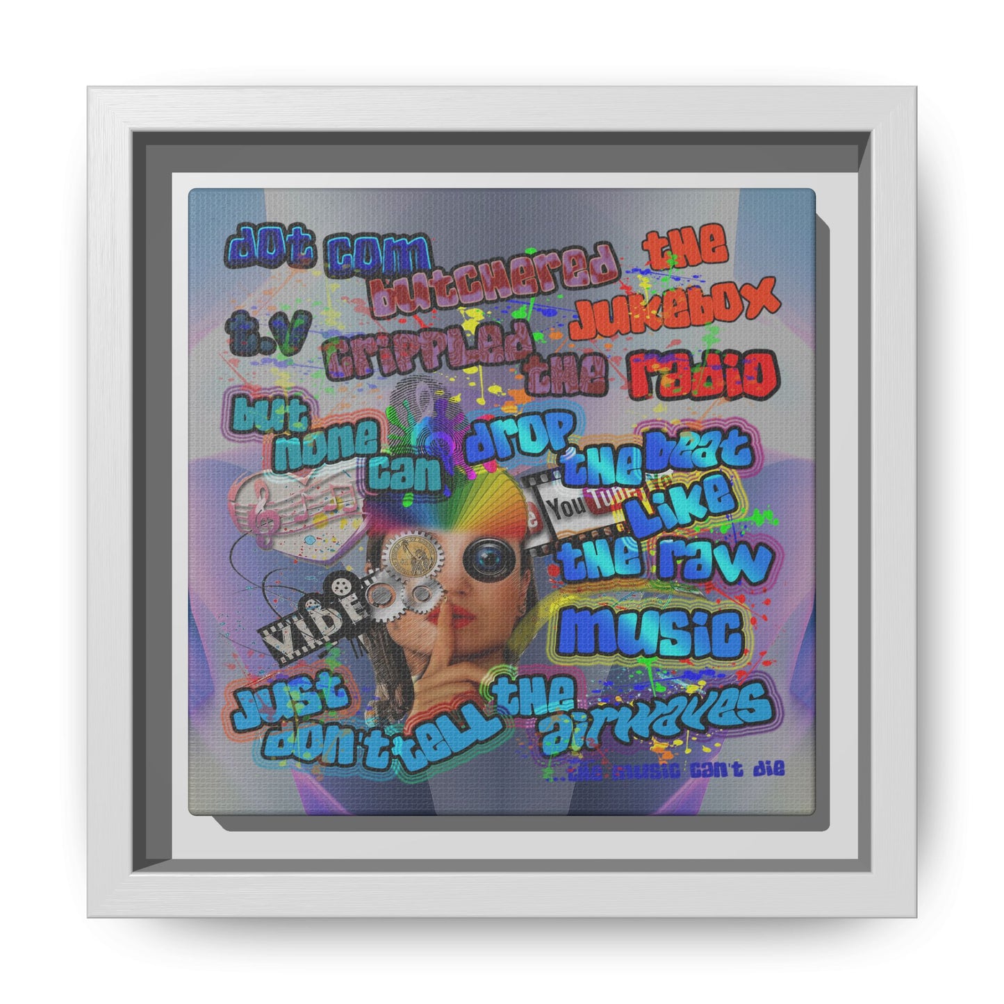 drop the beat - framed canvas art (grey-pink wave)
