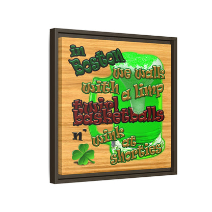 celtics logo - framed canvas art (butterscotch wood finish)