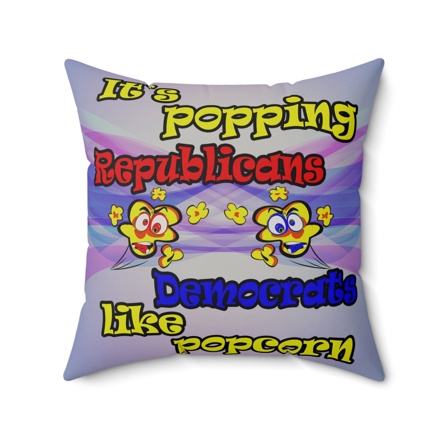 popping like popcorn - Faux Suede Square Pillow - (light blue-pink wave)